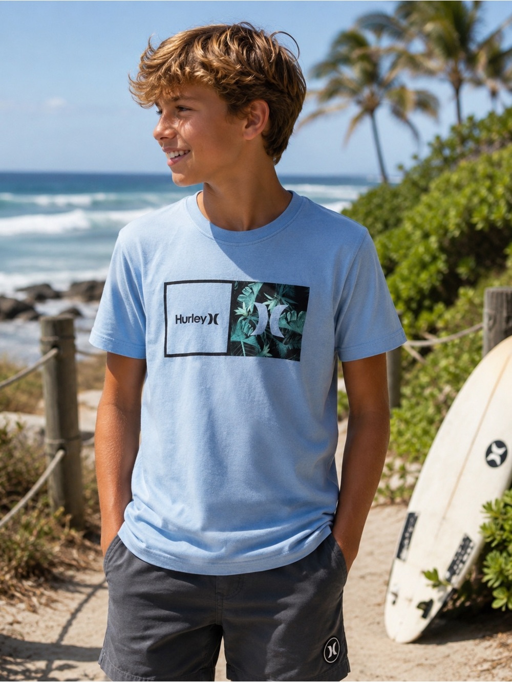 Hurley Boys Large 12–13 Graphic T-Shirt | Surf Skate Summer Tee